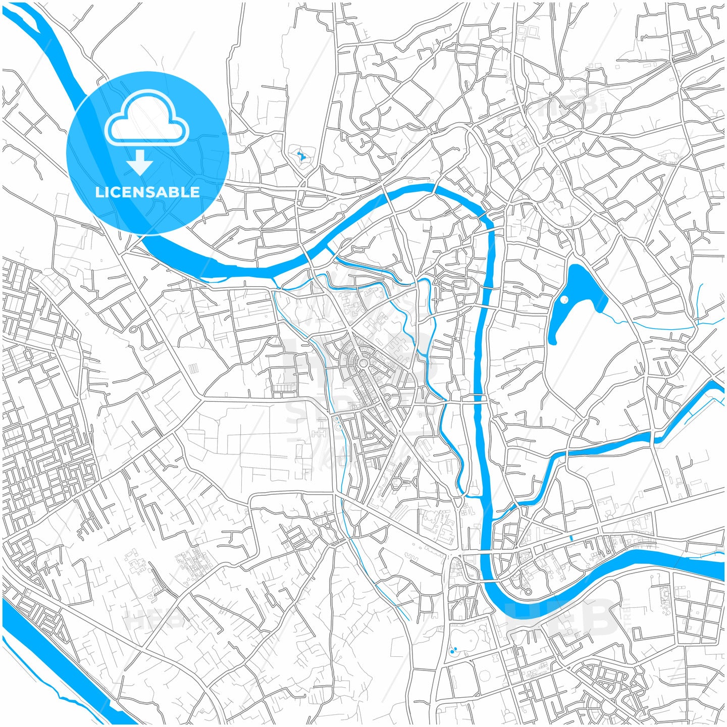 Srinagar, Jammu and Kashmir, India, city map with high quality roads.