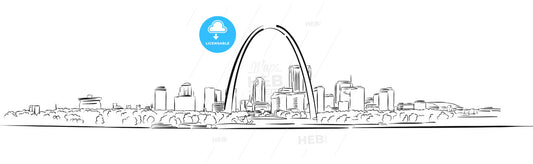 St Louis, Missouri, Hand-drawn Outline Sketch – instant download