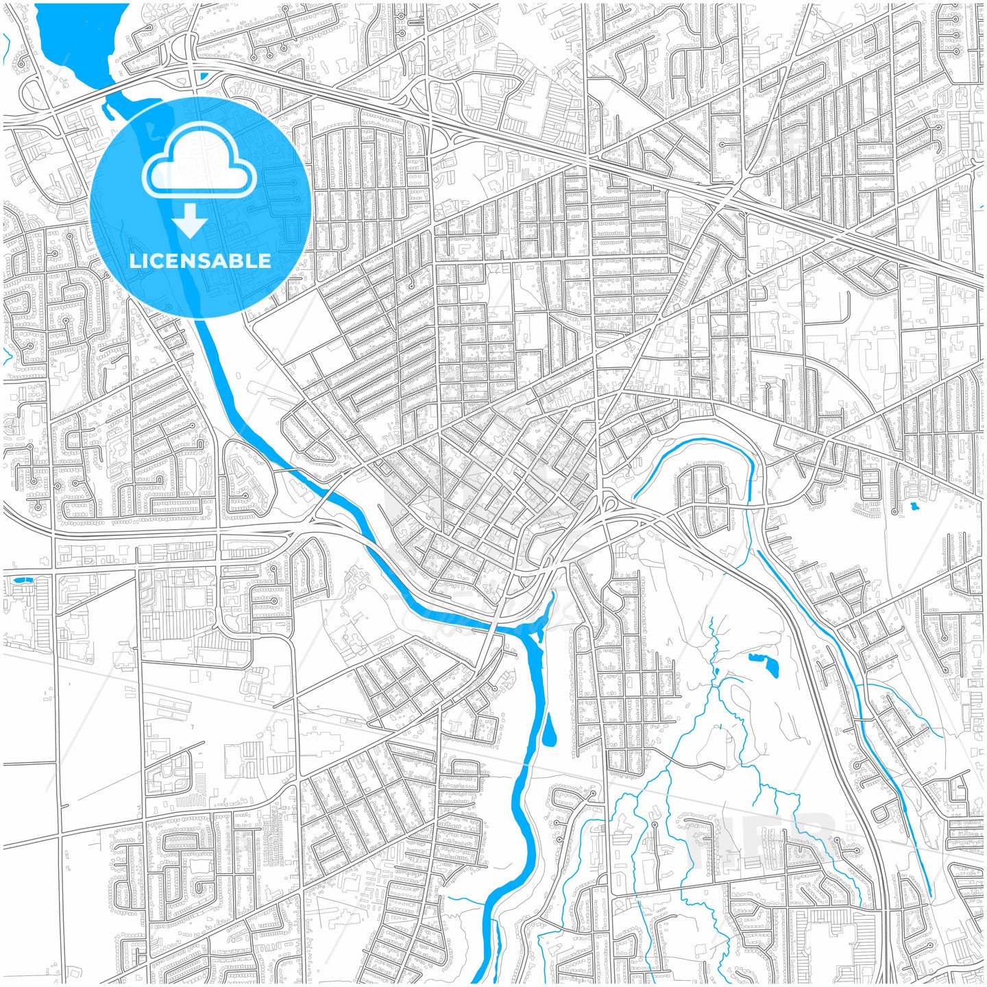 St. Catharines, Ontario, Canada, city map with high quality roads.