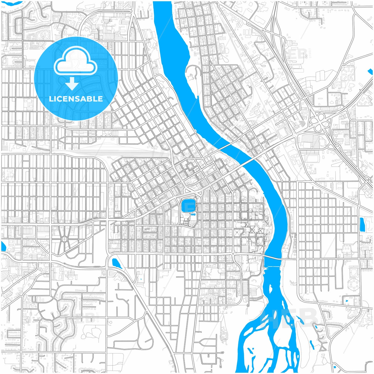 St. Cloud, Minnesota, United States, city map with high quality roads.