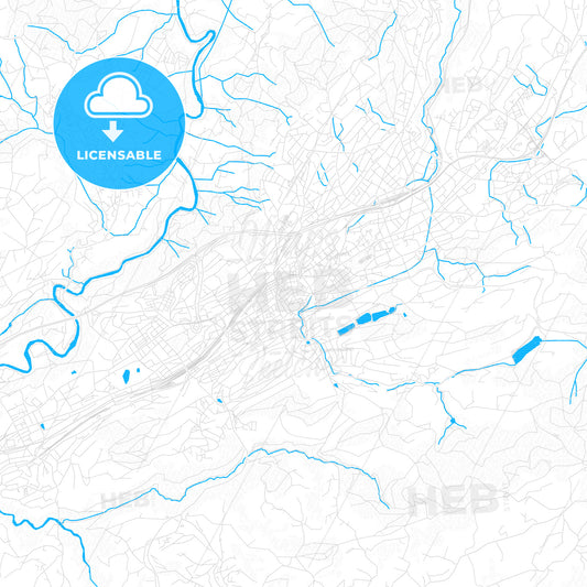 St. Gallen, Switzerland PDF vector map with water in focus