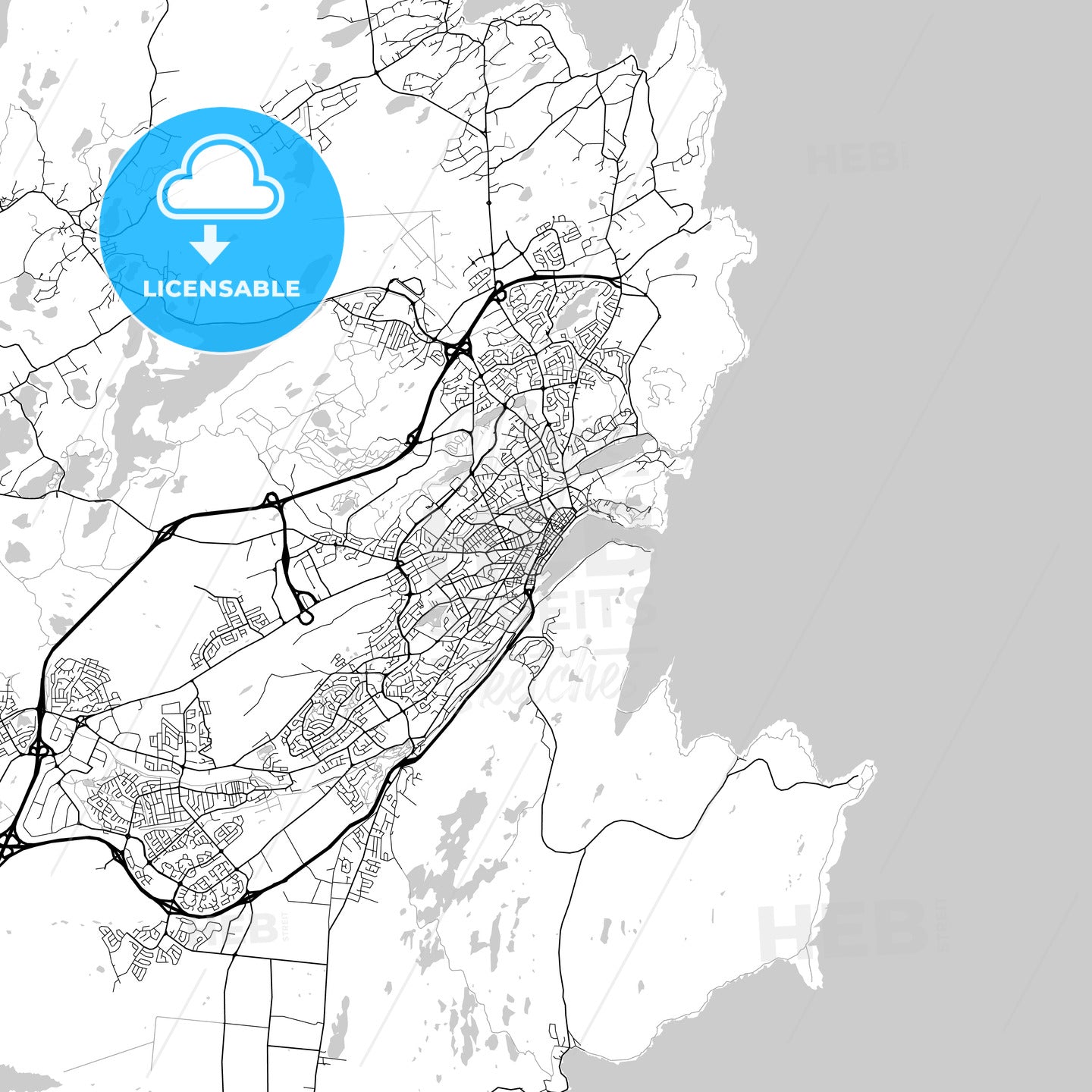 St. John's , Newfoundland and Labrador, Downtown City Map, Light