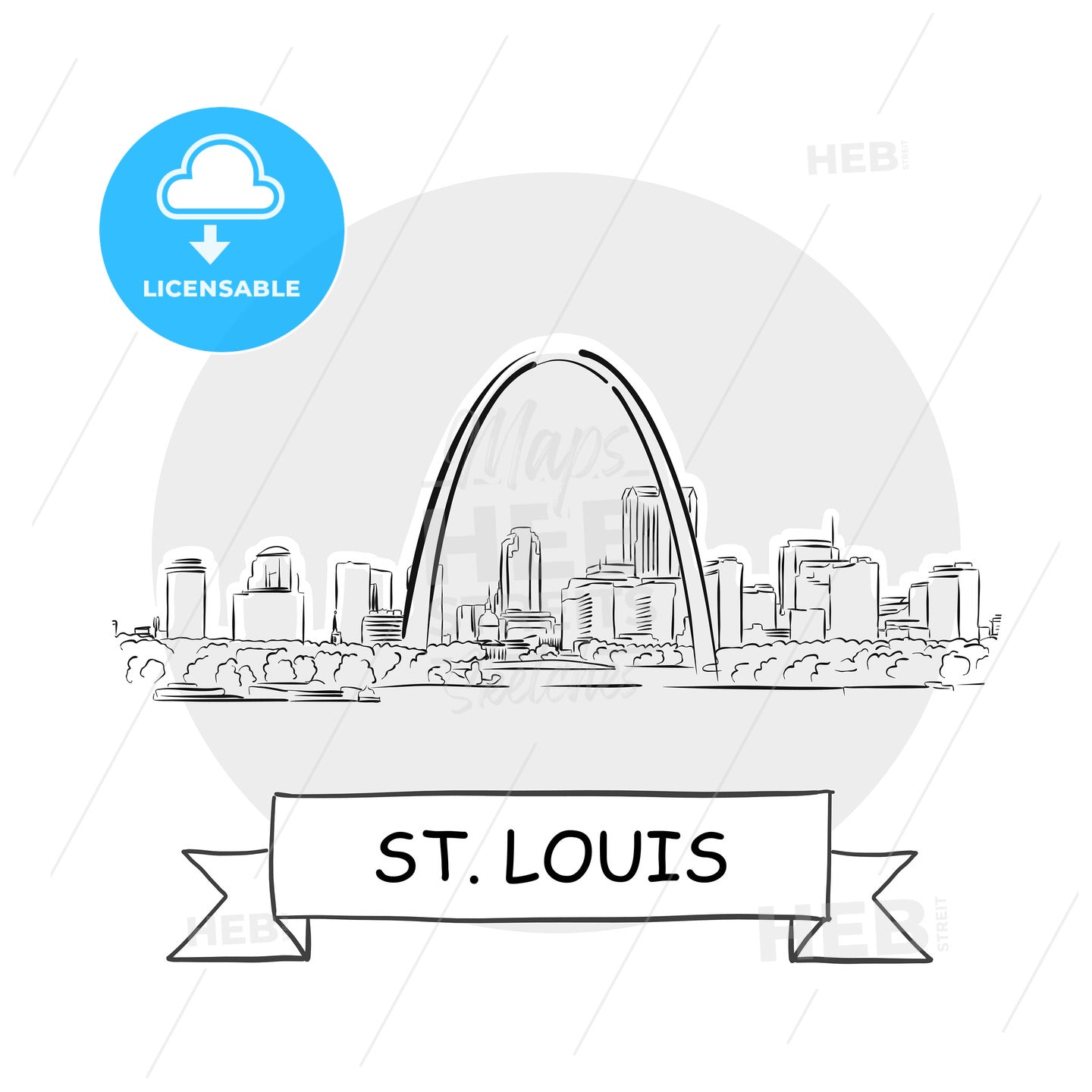 St. Louis Cityscape Vector Sign – instant download
