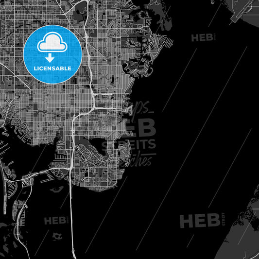 St. Petersburg, Florida - Area Map - Dark