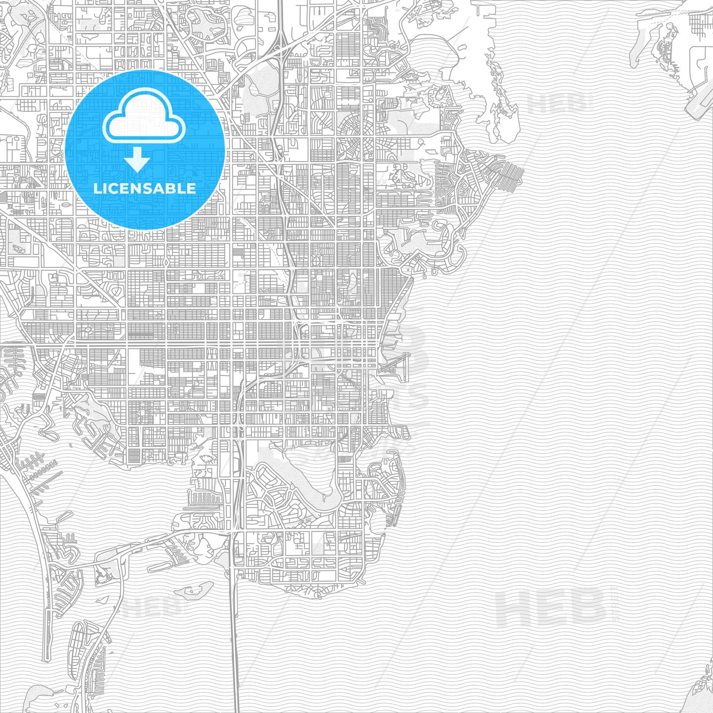 St. Petersburg, Florida, USA, bright outlined vector map