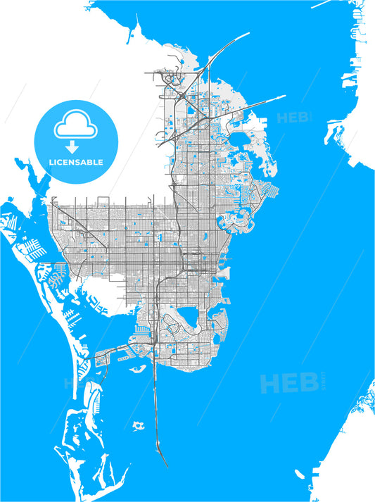 St. Petersburg, Florida, United States, high quality vector map