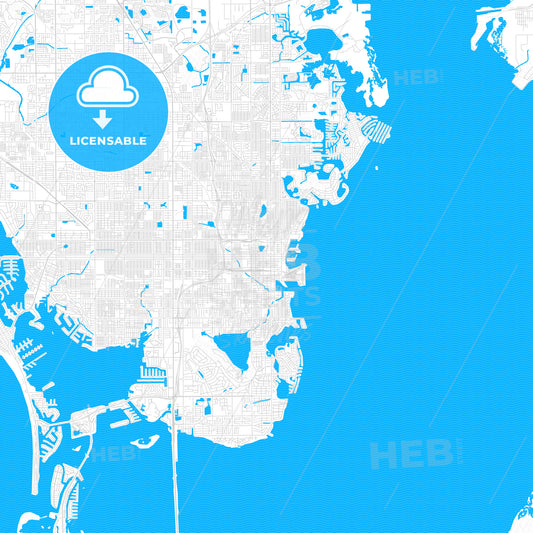 St. Petersburg, Florida, United States, PDF vector map with water in focus