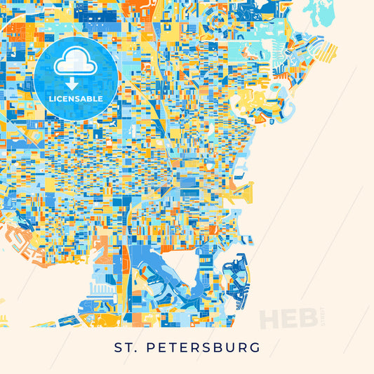St. Petersburg colorful map poster template