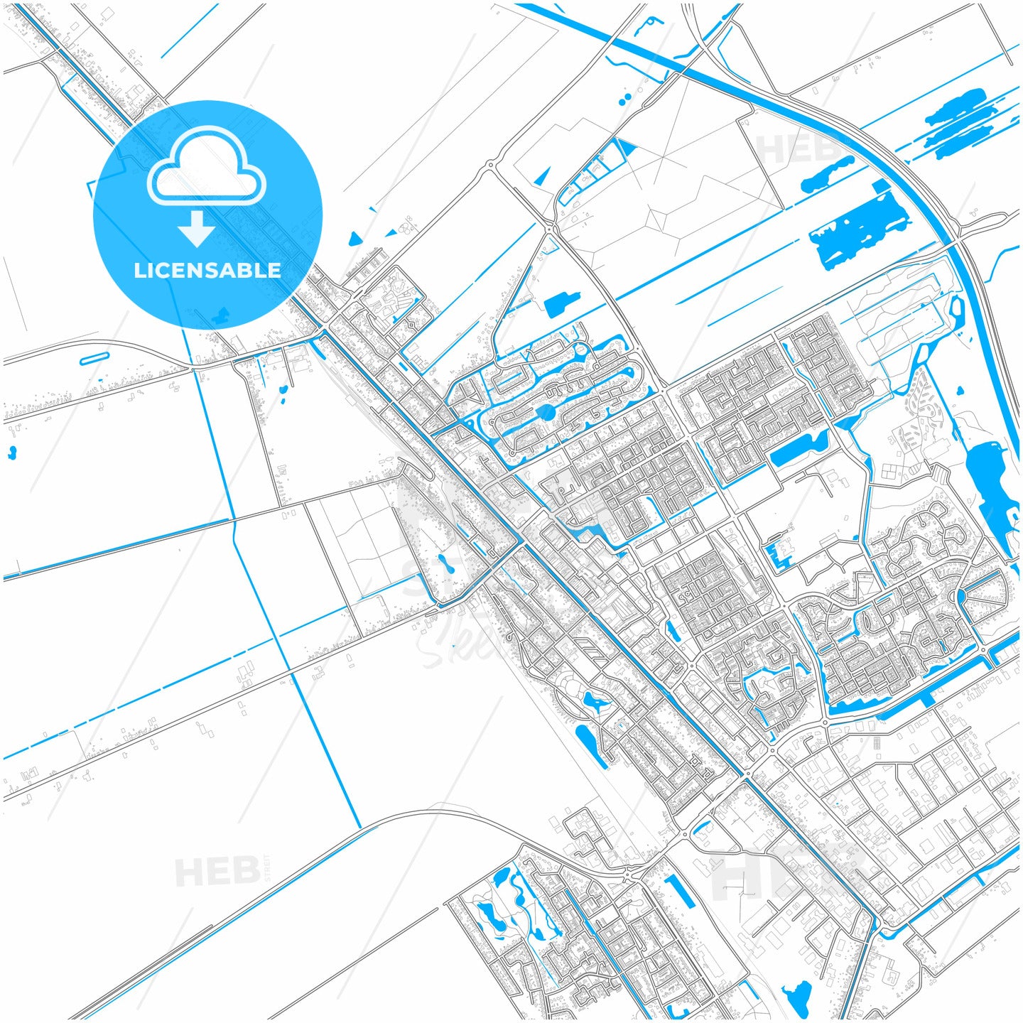 Stadskanaal, Groningen, Netherlands, city map with high quality roads.