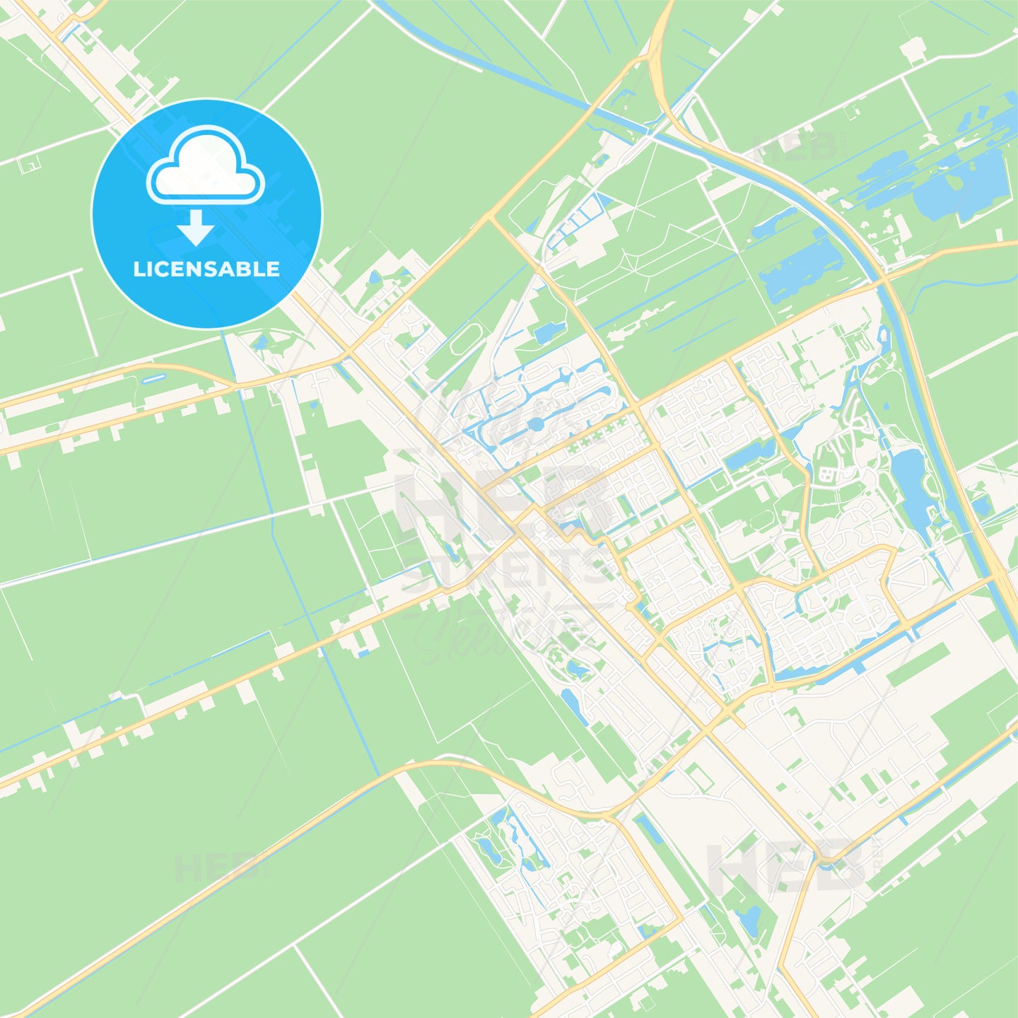 Stadskanaal, Netherlands Vector Map - Classic Colors
