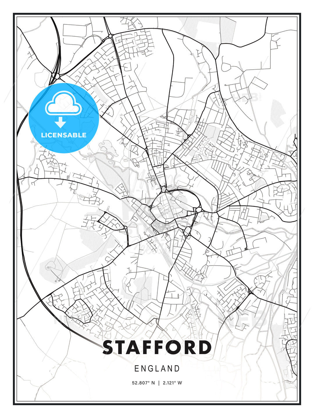 Stafford, England, Modern Print Template in Various Formats - HEBSTREITS Sketches