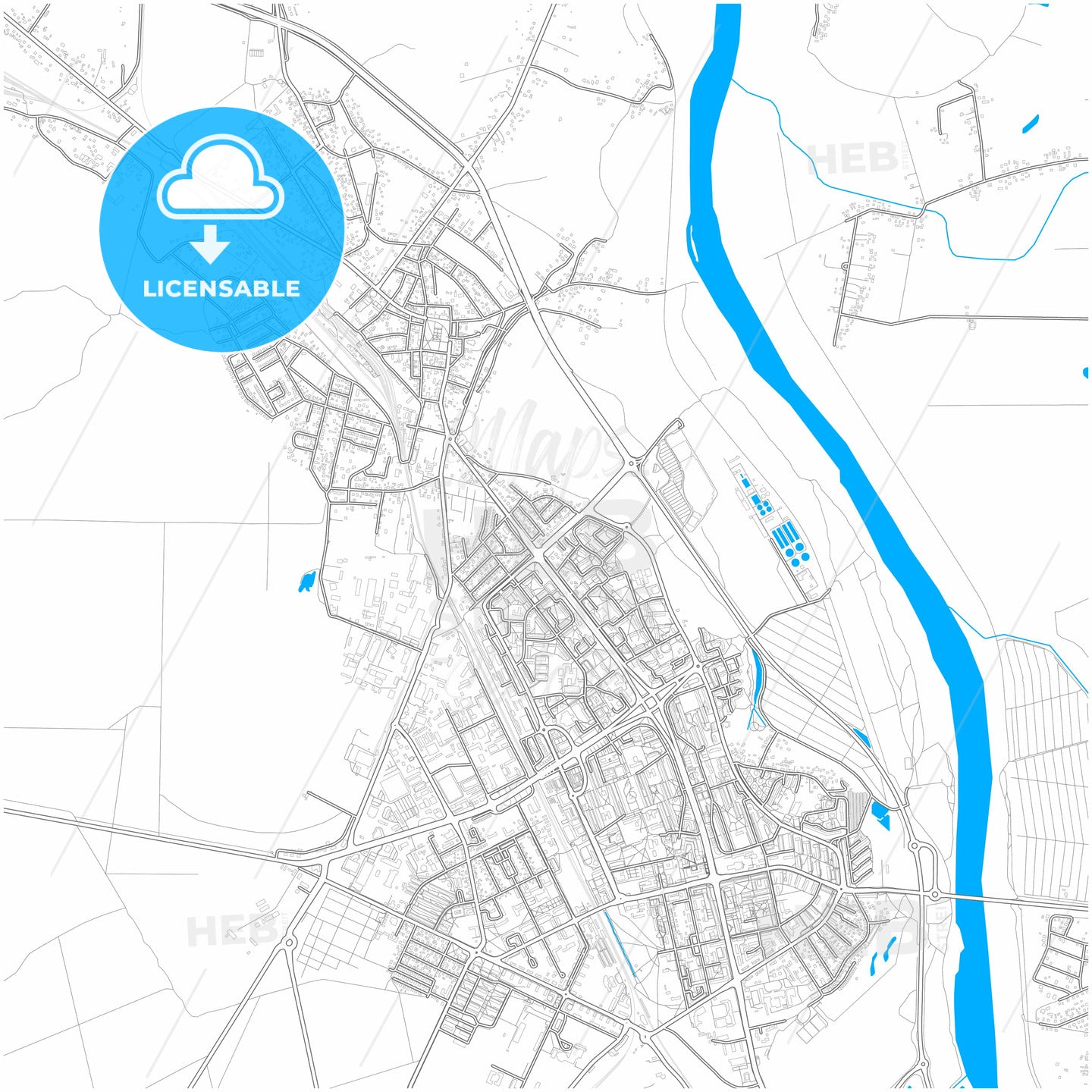 Stalowa Wola, Podkarpackie, Poland, city map with high quality roads.