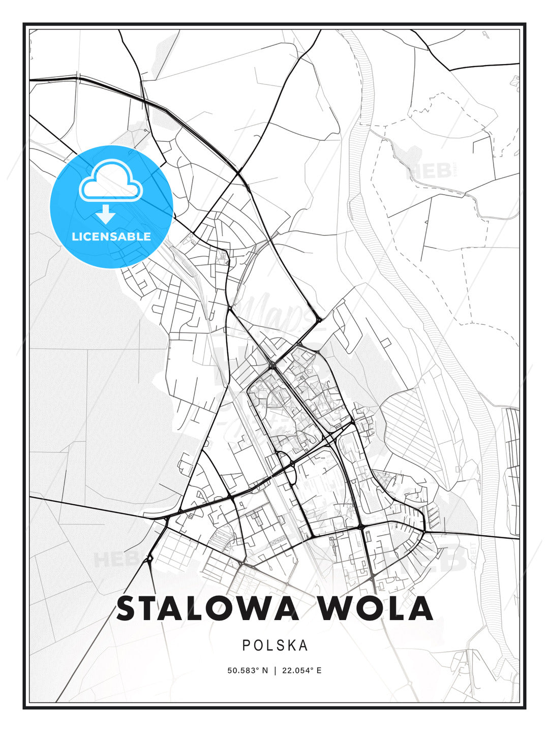Stalowa Wola, Poland, Modern Print Template in Various Formats - HEBSTREITS Sketches