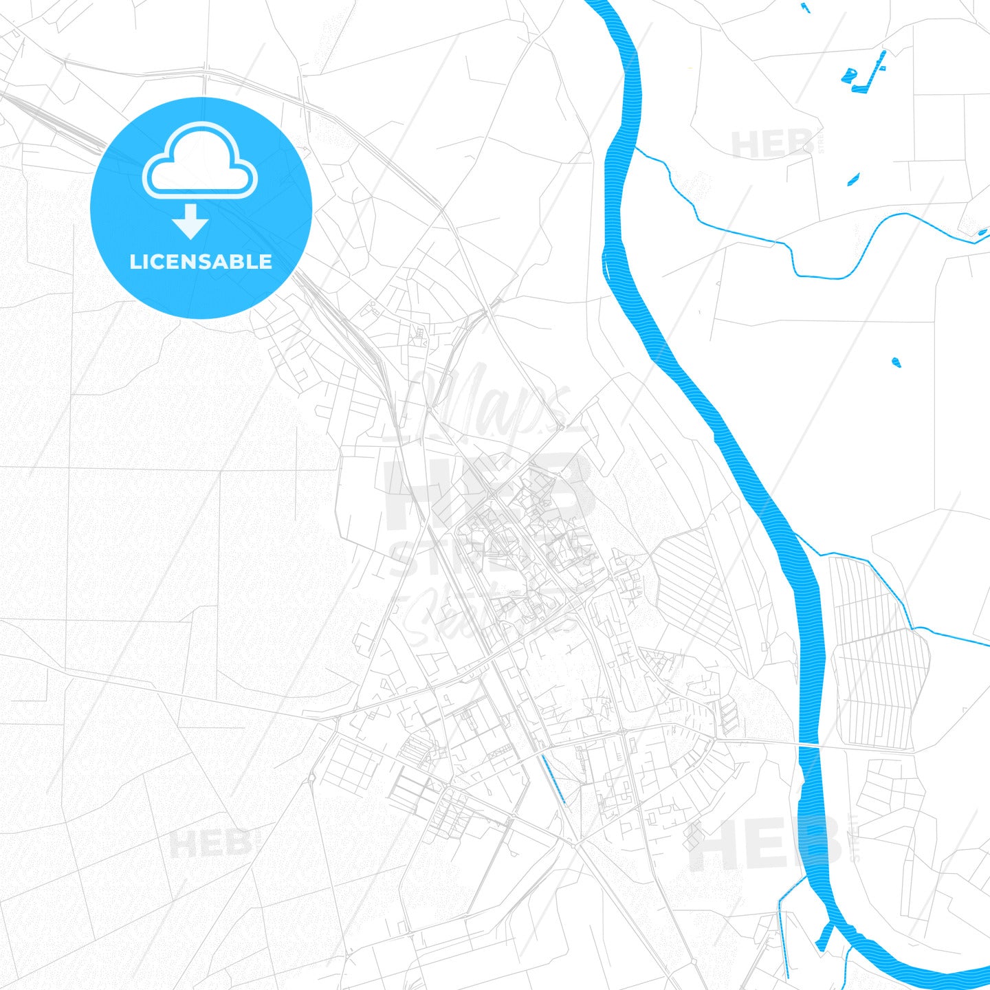 Stalowa Wola, Poland PDF vector map with water in focus