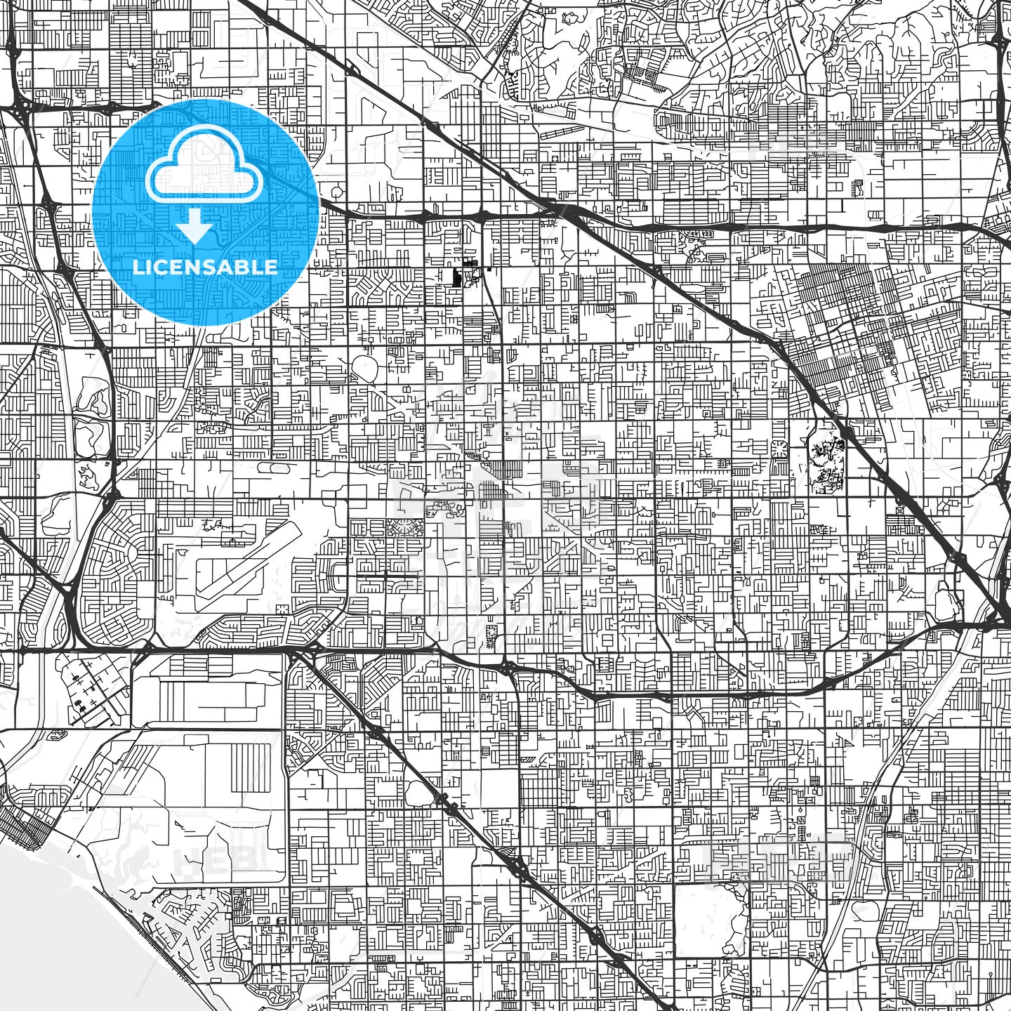 Stanton, California - Area Map - Light