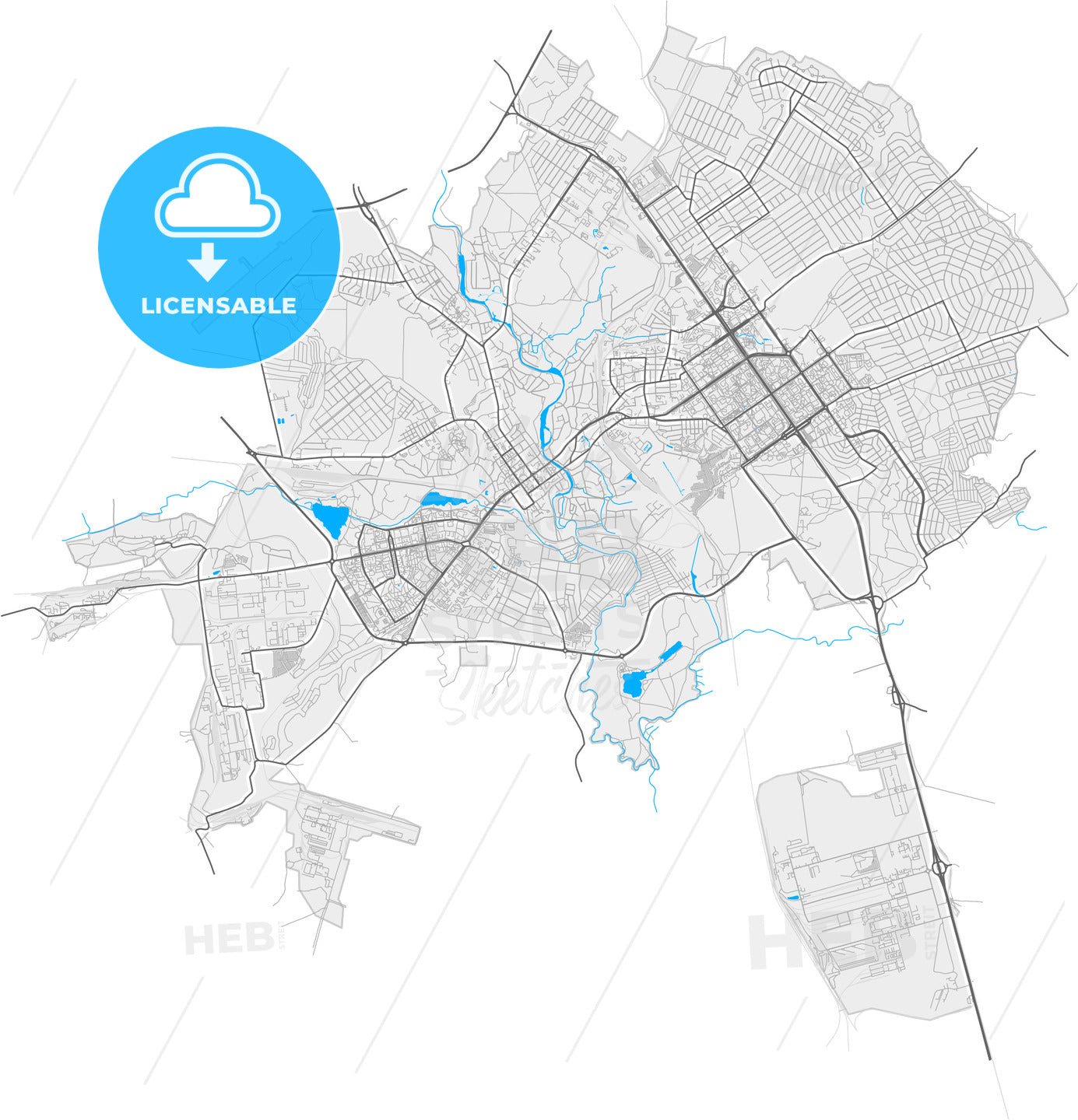 Stary Oskol, Belgorod Oblast, Russia, high quality vector map