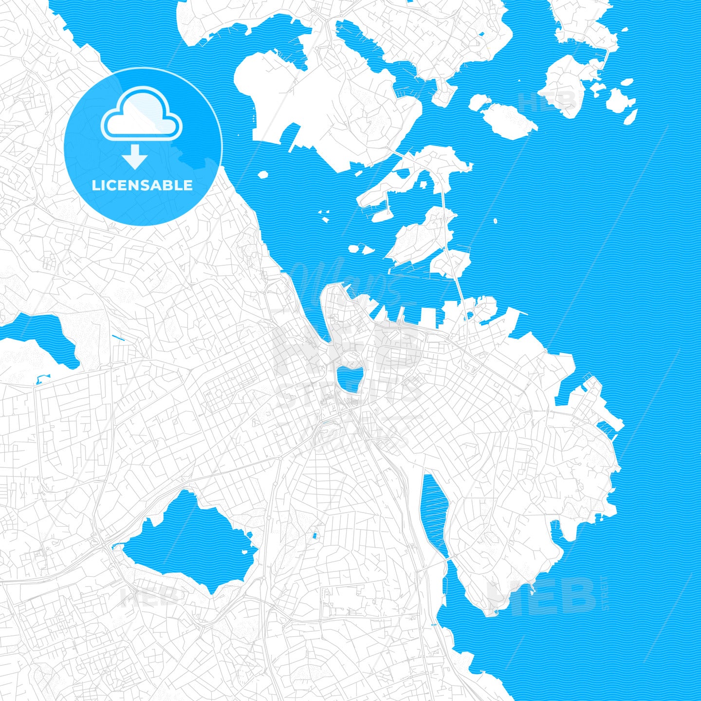 Stavanger, Norway PDF vector map with water in focus