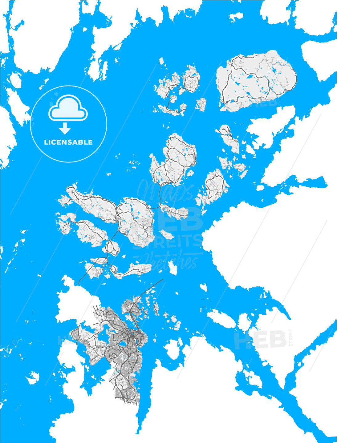 Stavanger, Rogaland, Norway, high quality vector map