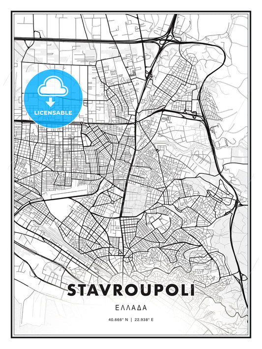 Stavroupoli, Greece, Modern Print Template in Various Formats - HEBSTREITS Sketches