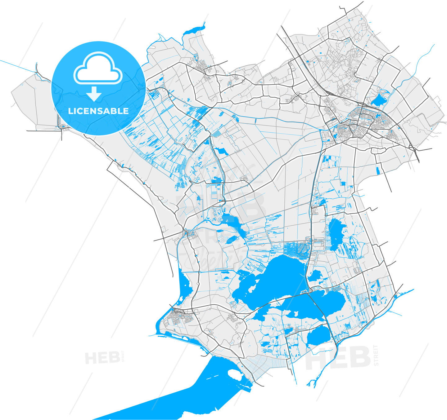 Steenwijkerland, Overijssel, Netherlands, high quality vector map