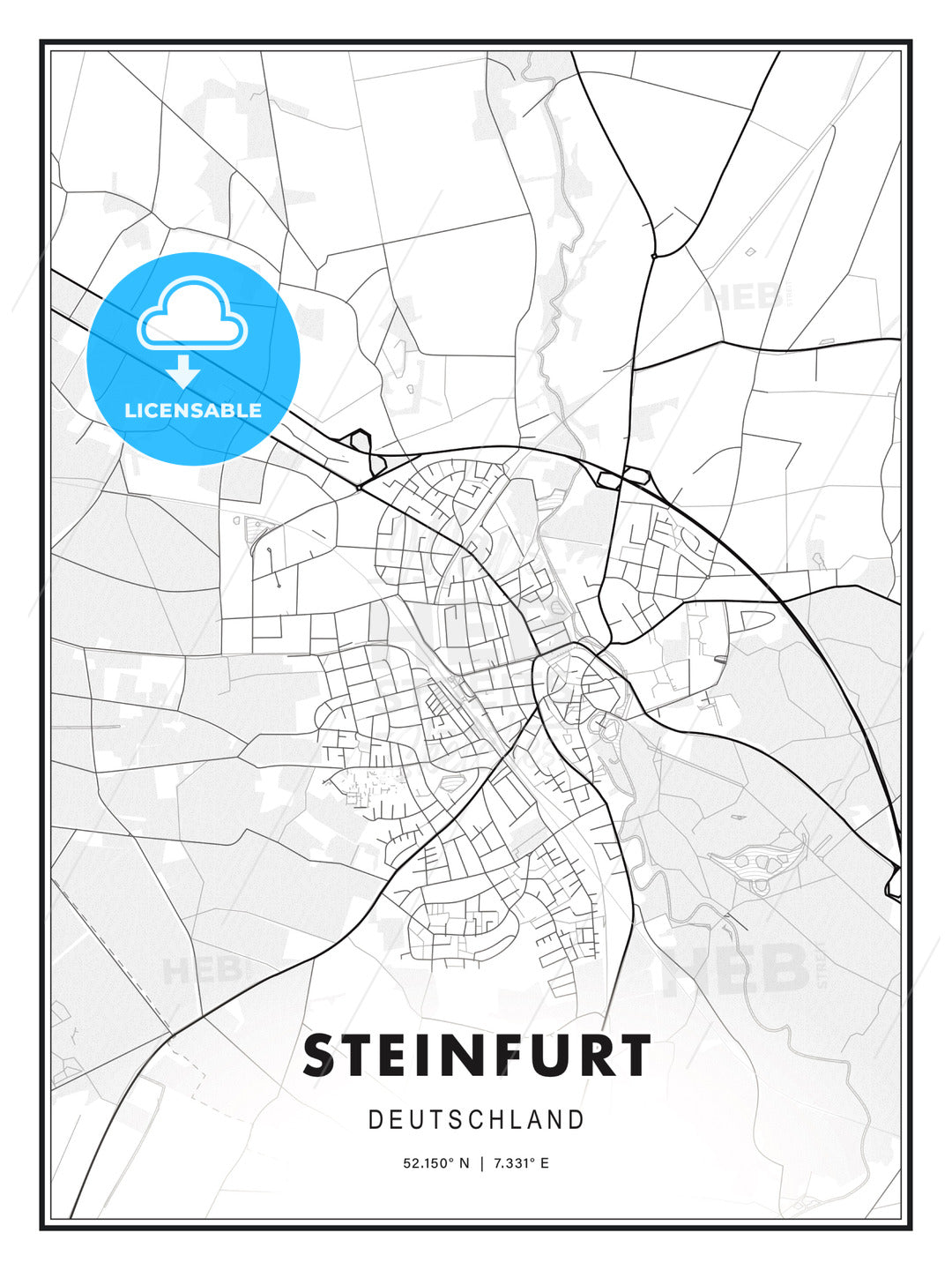 Steinfurt, Germany, Modern Print Template in Various Formats - HEBSTREITS Sketches