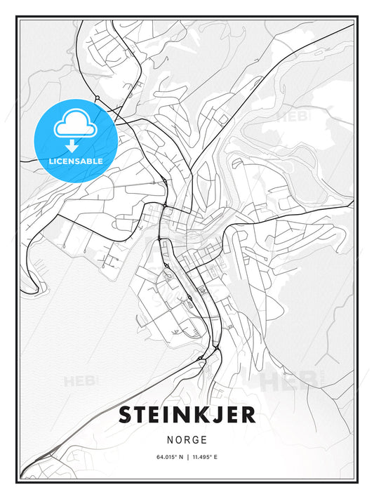 Steinkjer, Norway, Modern Print Template in Various Formats - HEBSTREITS Sketches
