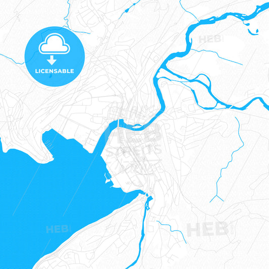 Steinkjer, Norway PDF vector map with water in focus
