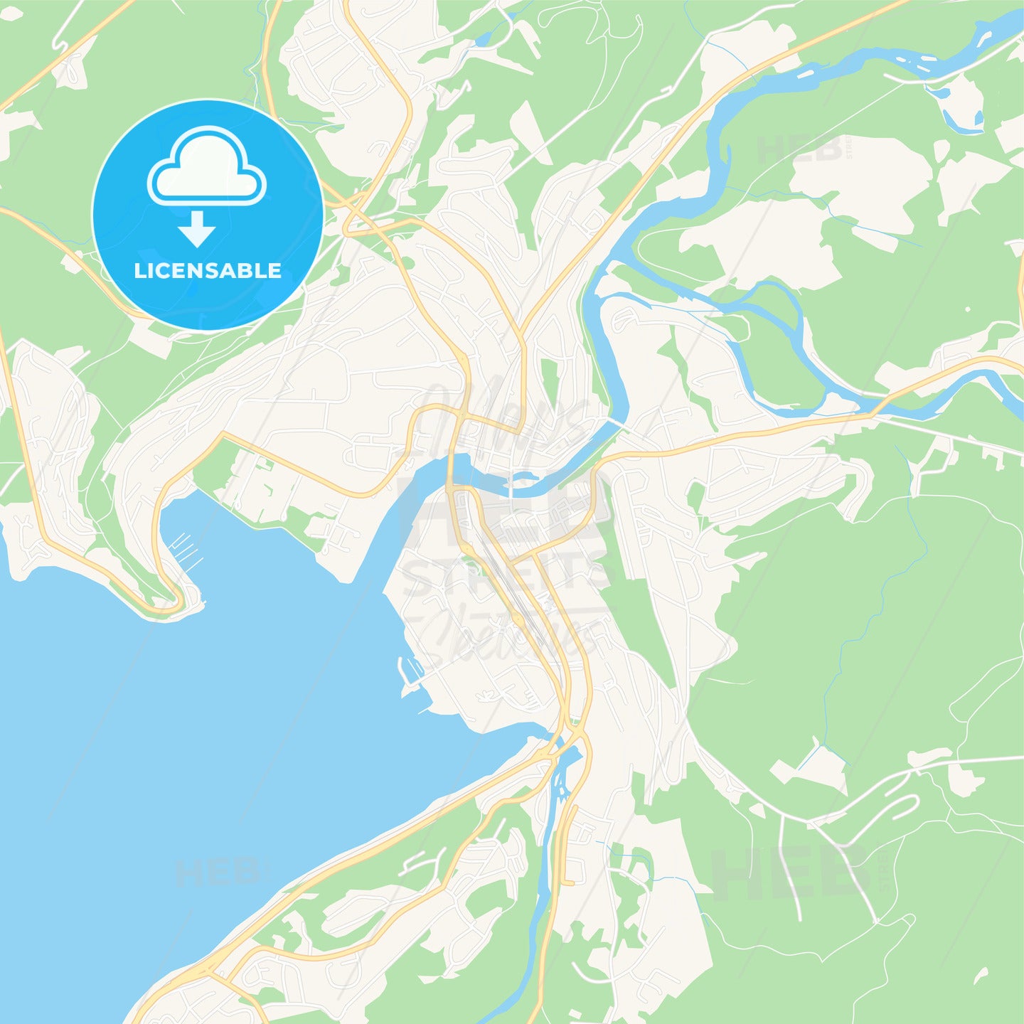 Steinkjer, Norway Vector Map - Classic Colors