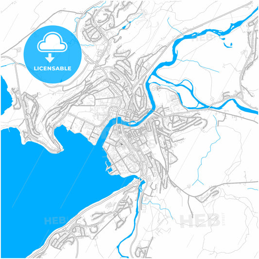 Steinkjer, Trøndelag, Norway, city map with high quality roads.