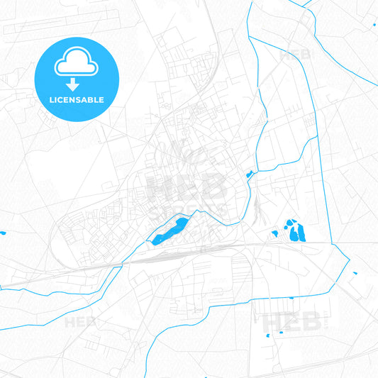 Stendal, Germany PDF vector map with water in focus