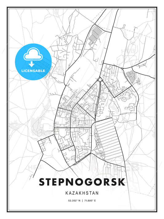 Stepnogorsk, Kazakhstan, Modern Print Template in Various Formats - HEBSTREITS Sketches
