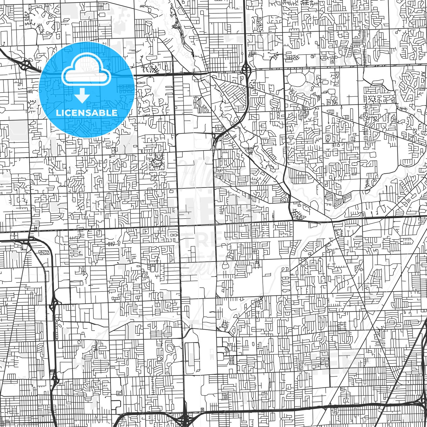 Sterling Heights, Michigan - Area Map - Light