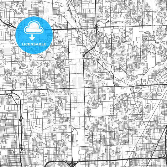 Sterling Heights, Michigan - Area Map - Light