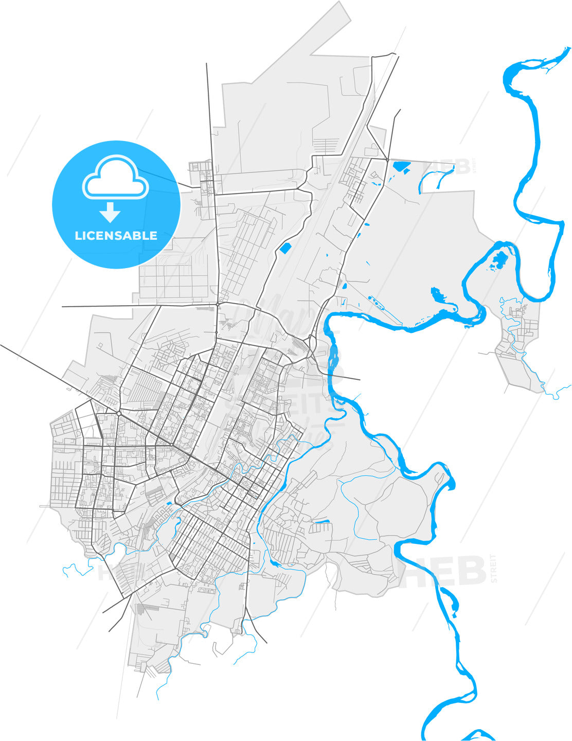 Sterlitamak, Republic of Bashkortostan, Russia, high quality vector map