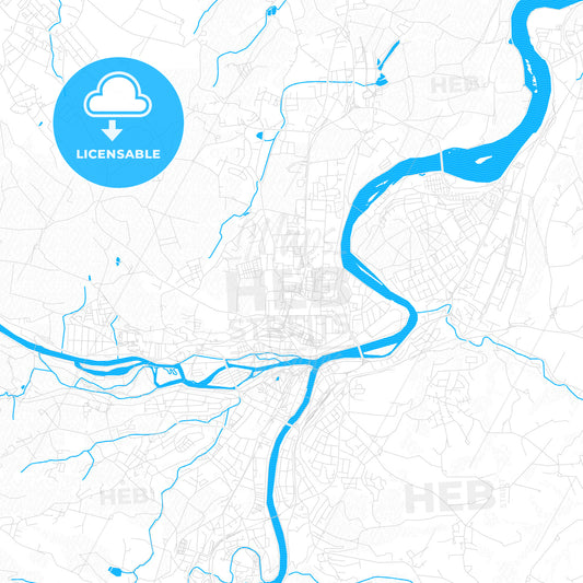 Steyr, Austria PDF vector map with water in focus