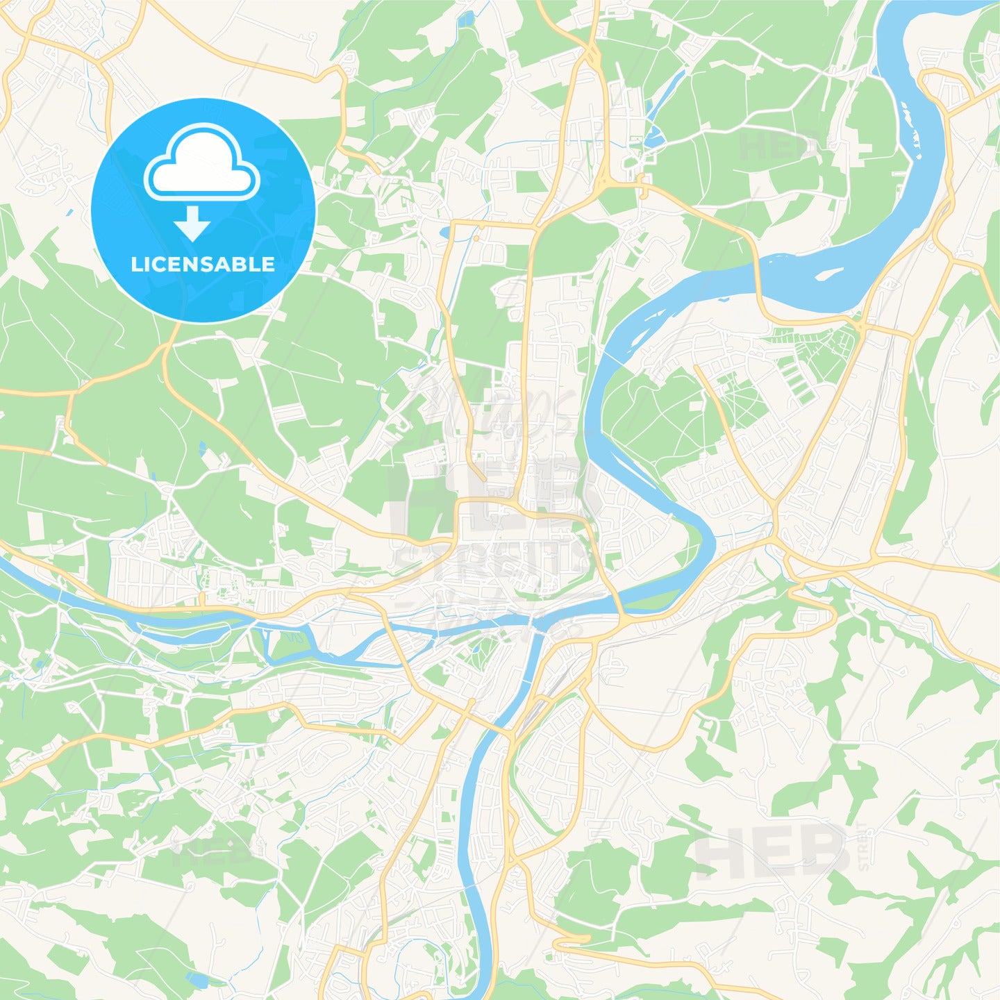 Steyr, Austria Vector Map - Classic Colors