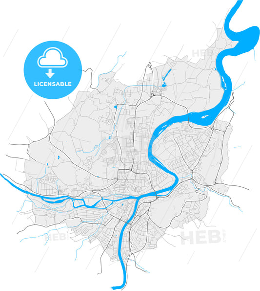 Steyr, Upper Austria, Austria, high quality vector map