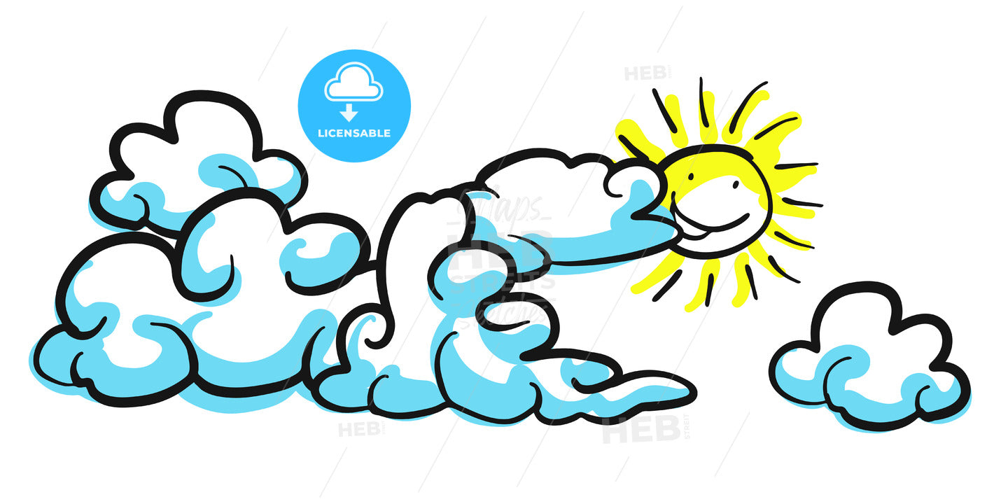 Stick figure background Cloud formation with sun – instant download