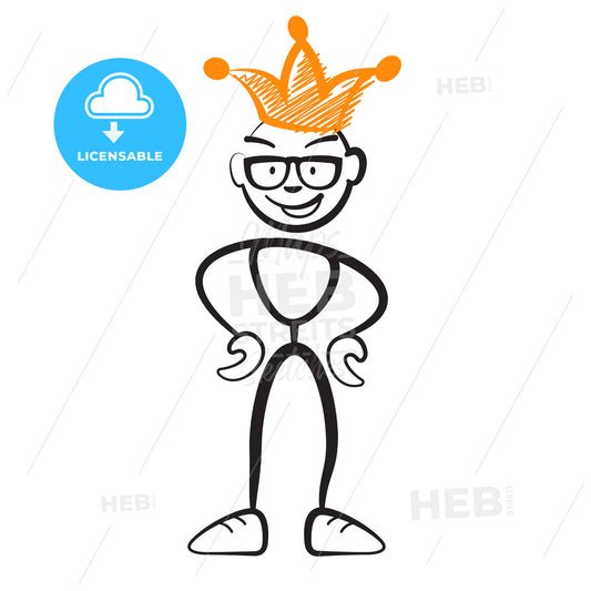 Stick figure king with glasses – instant download