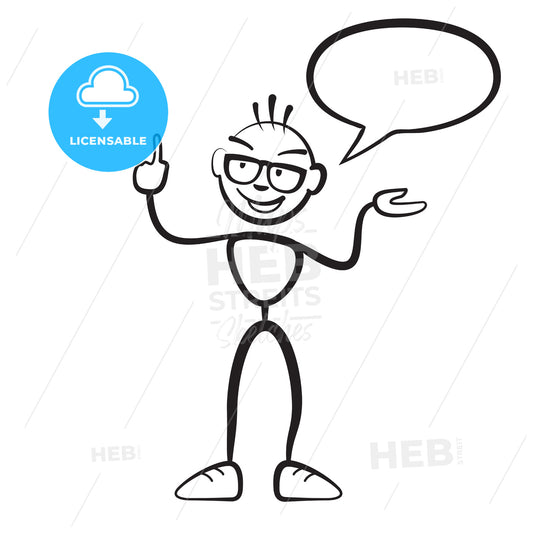 Stick figure man persona with speech bubble – instant download