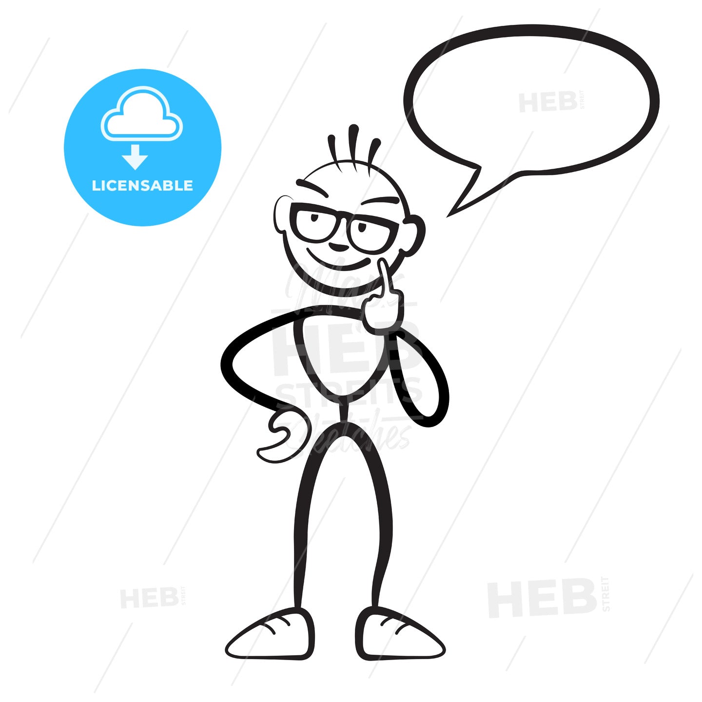 Stick figure man reflection speech bubble Persona – instant download