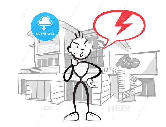 Stick figure man reports insurance damage to house – instant download