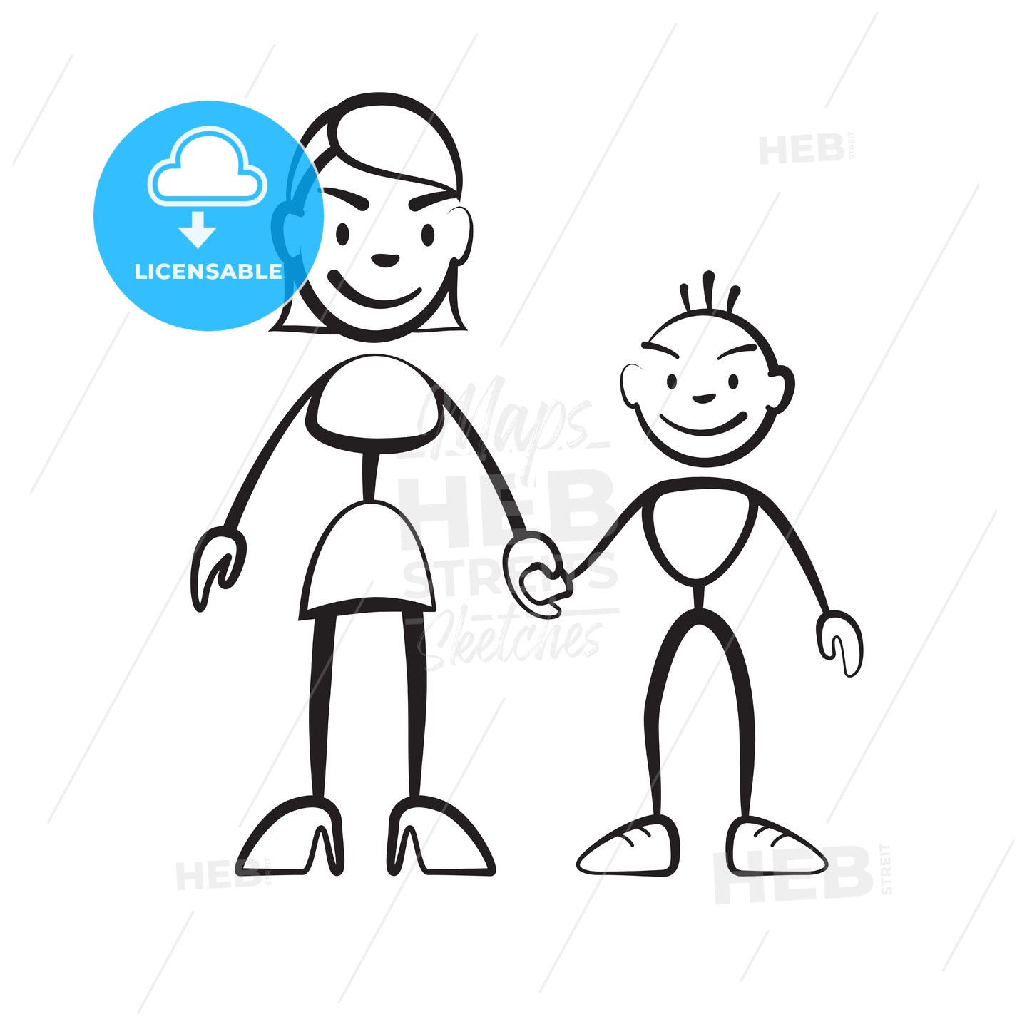 Stick figure mother with son – instant download