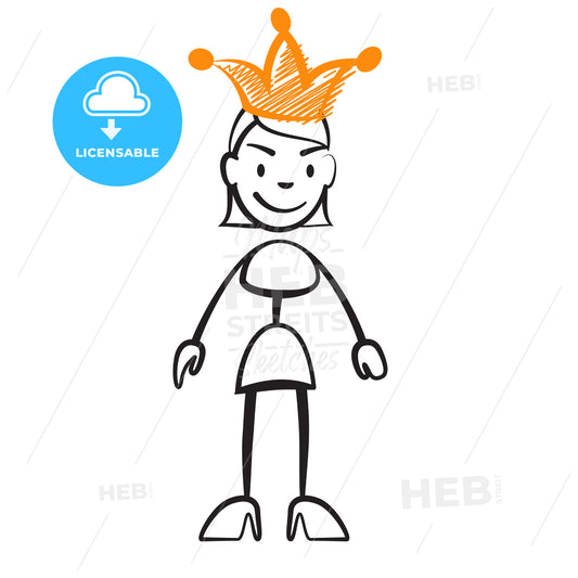 Stick figure queen with glasses – instant download