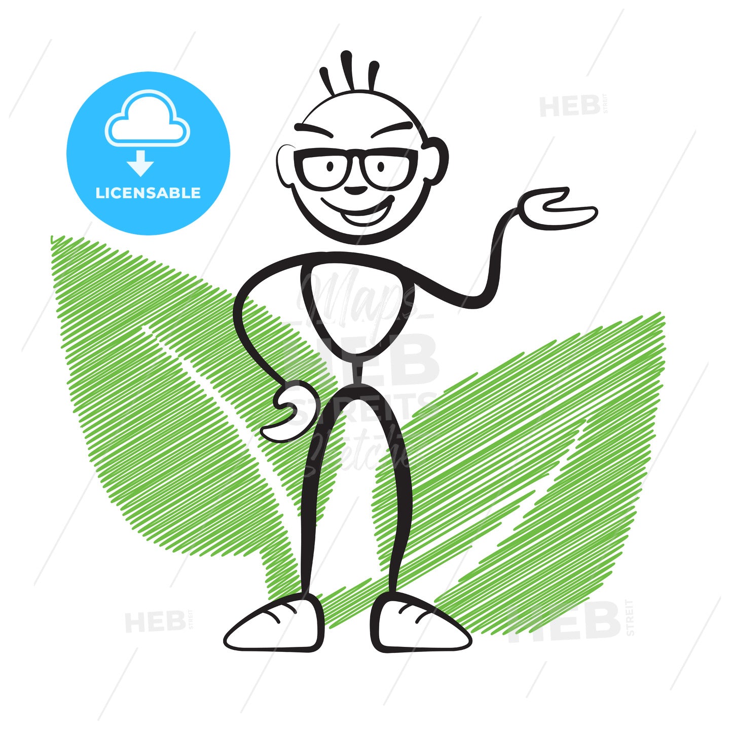 Stick figure with plant symbol – instant download