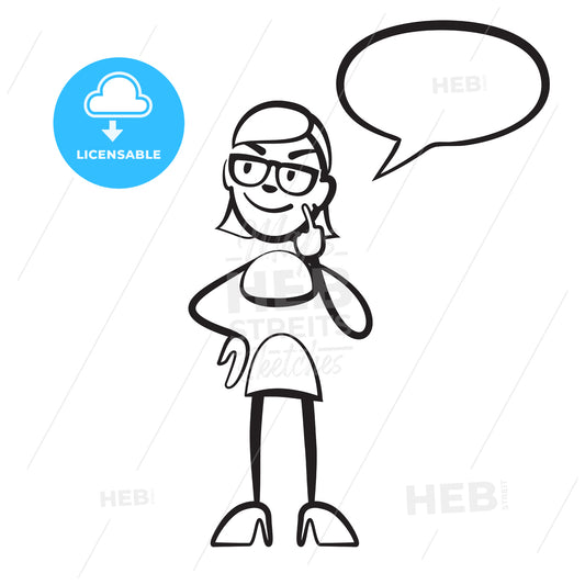 Stick figure woman considering persona – instant download
