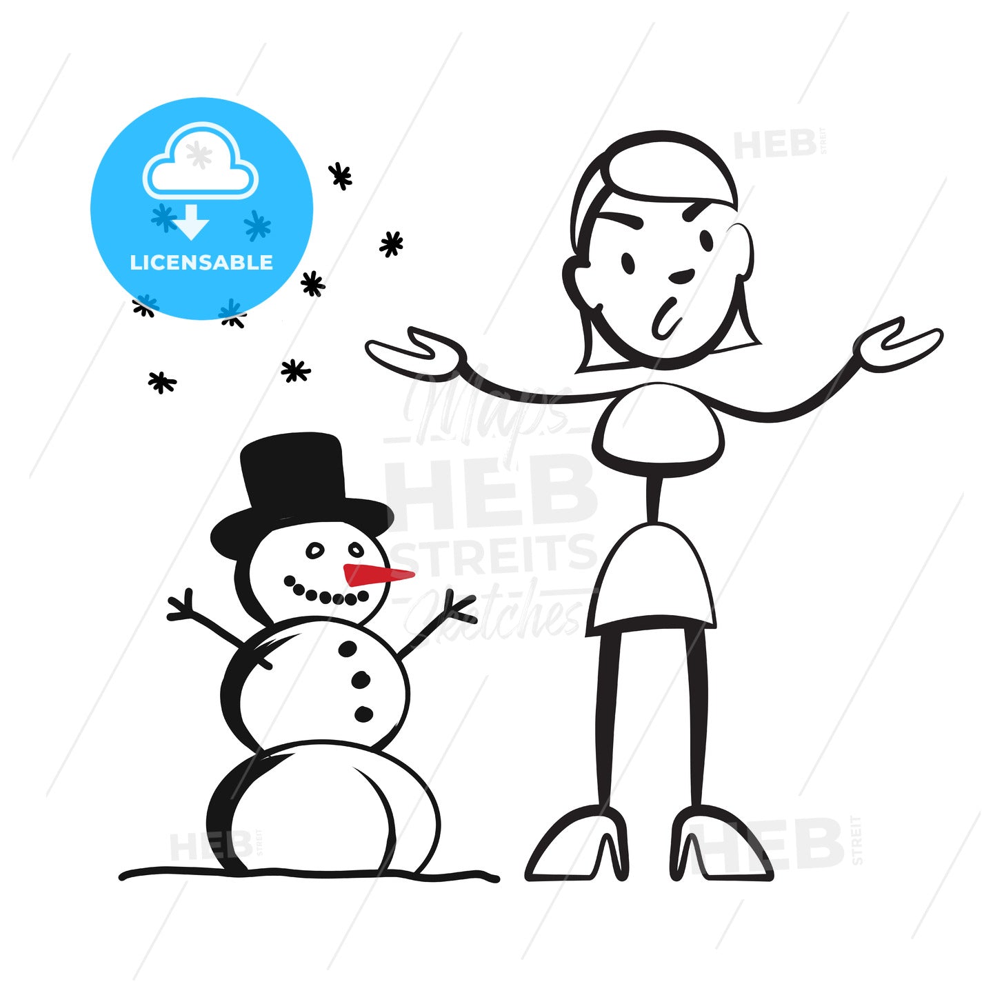 Stick figure woman in winter - what to wear? – instant download