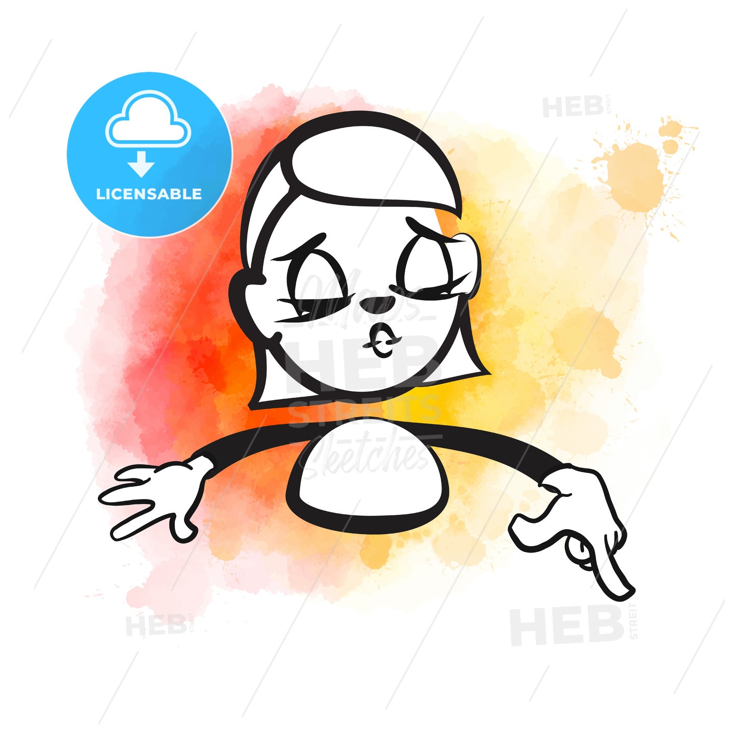 Stick figure woman pointing – instant download