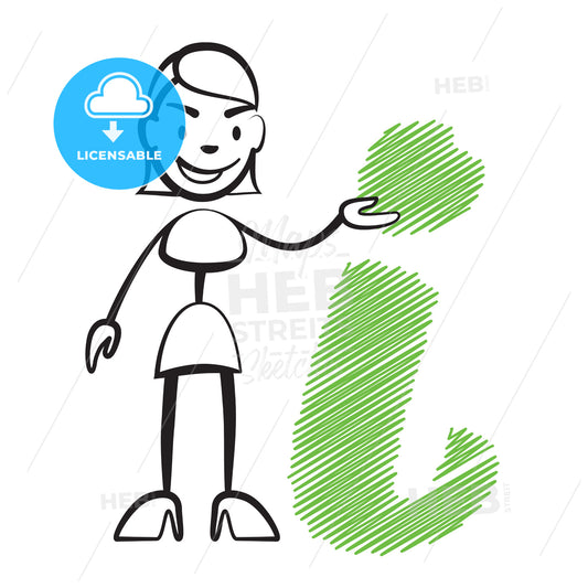 Stick figure woman with info sign – instant download