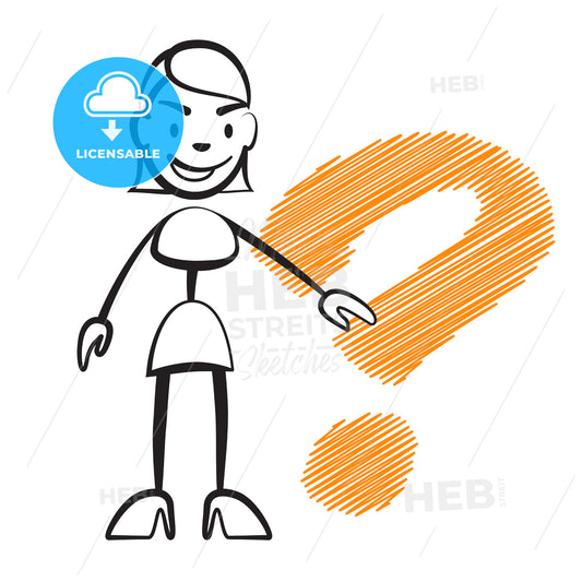 Stick figure woman with question mark – instant download